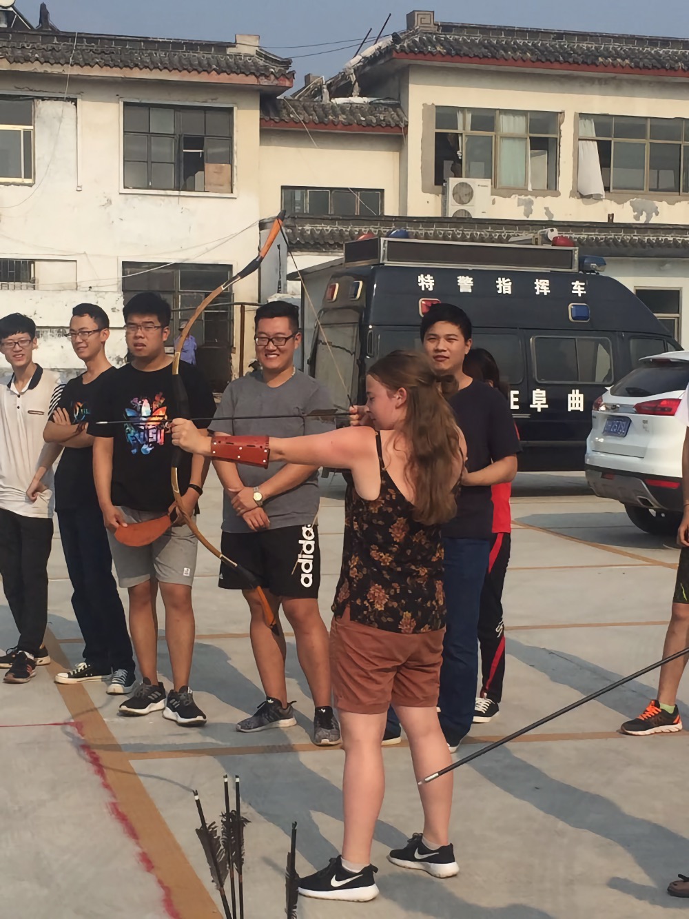 Students practicing archery