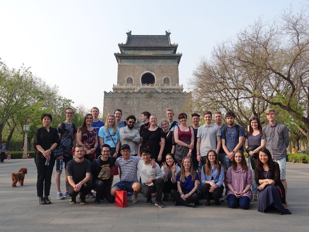 Group shot in front of the drum tower